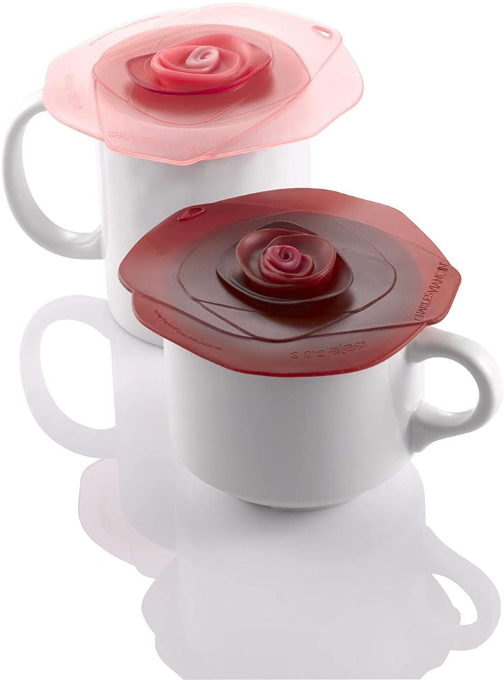 Charles Viancin Charles Viancin Rose Drink Covers - 4 Inch - Set of 2 Red / Light Pink