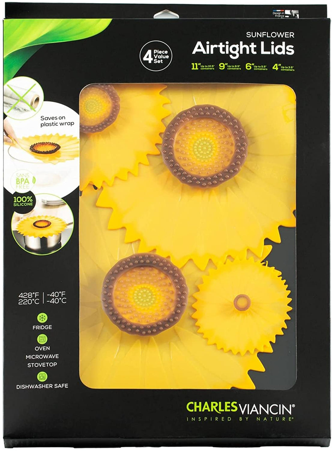 Charles Viancin Charles Viancin Sunflower Gift Set of 4 Silicone Lids for Food Storage or Cooking