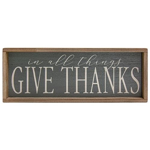 CWI Gifts In All Things Give Thanks Weathered Framed Sign