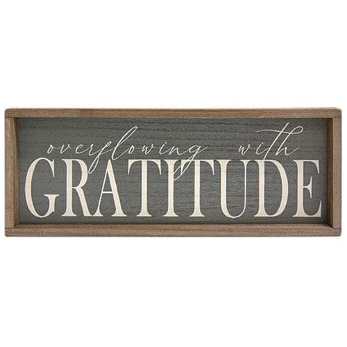CWI Gifts Overflowing With Gratitude Weathered Framed Sign