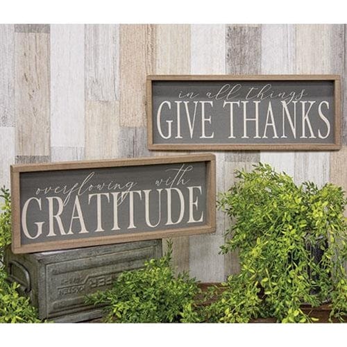 CWI Gifts Overflowing With Gratitude Weathered Framed Sign