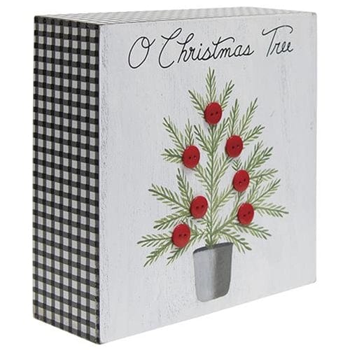 CWI Gifts O Christmas Tree Gingham Box Sign