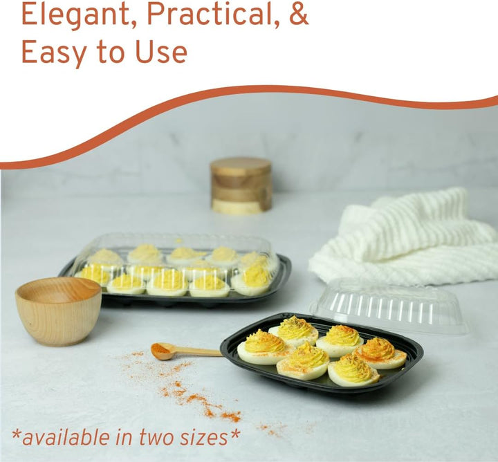 Disposable Deviled Egg Containers with Lids (16 Pack)