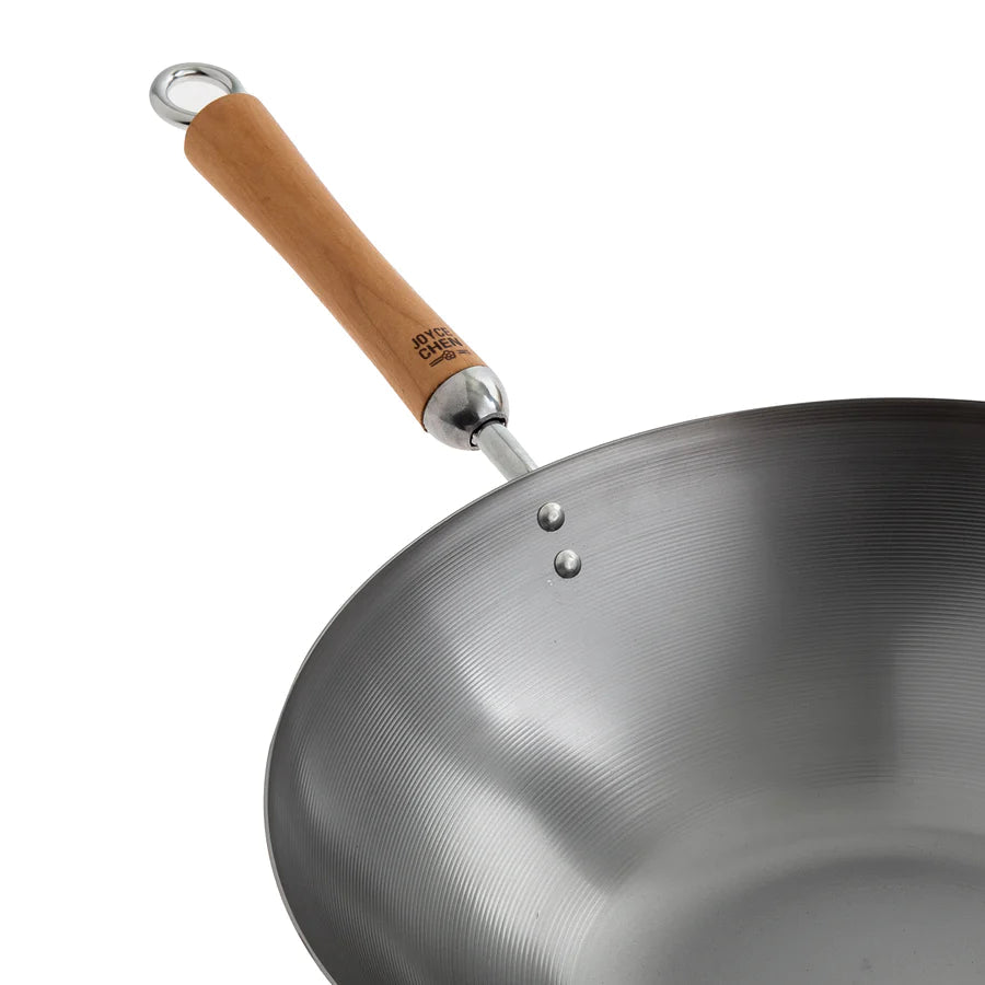 Woks Escali Joyce Chen 14'' Carbon Steel Wok Birch Handles