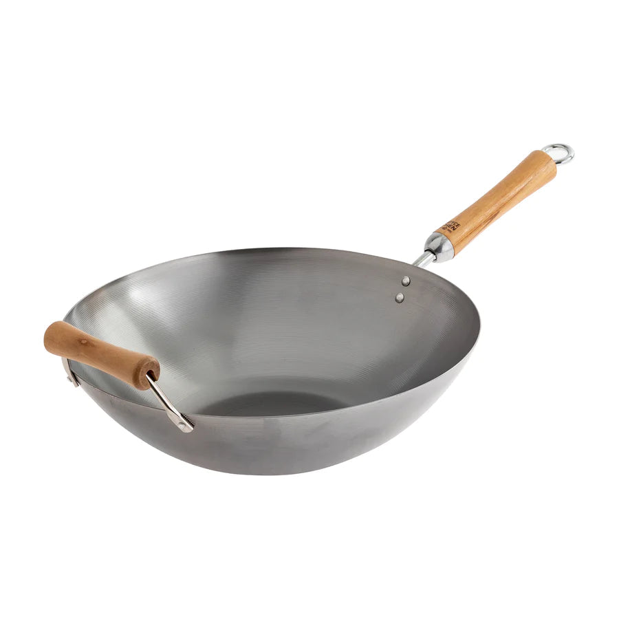Woks Escali Joyce Chen 14'' Carbon Steel Wok Birch Handles