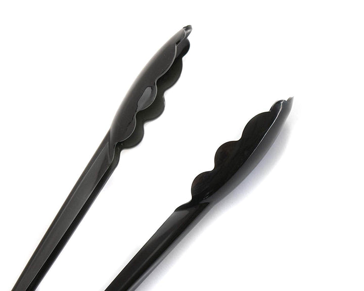 JA Kitchens Heavy Duty Black Serving Tongs - 9" Plastic Disposable Tongs