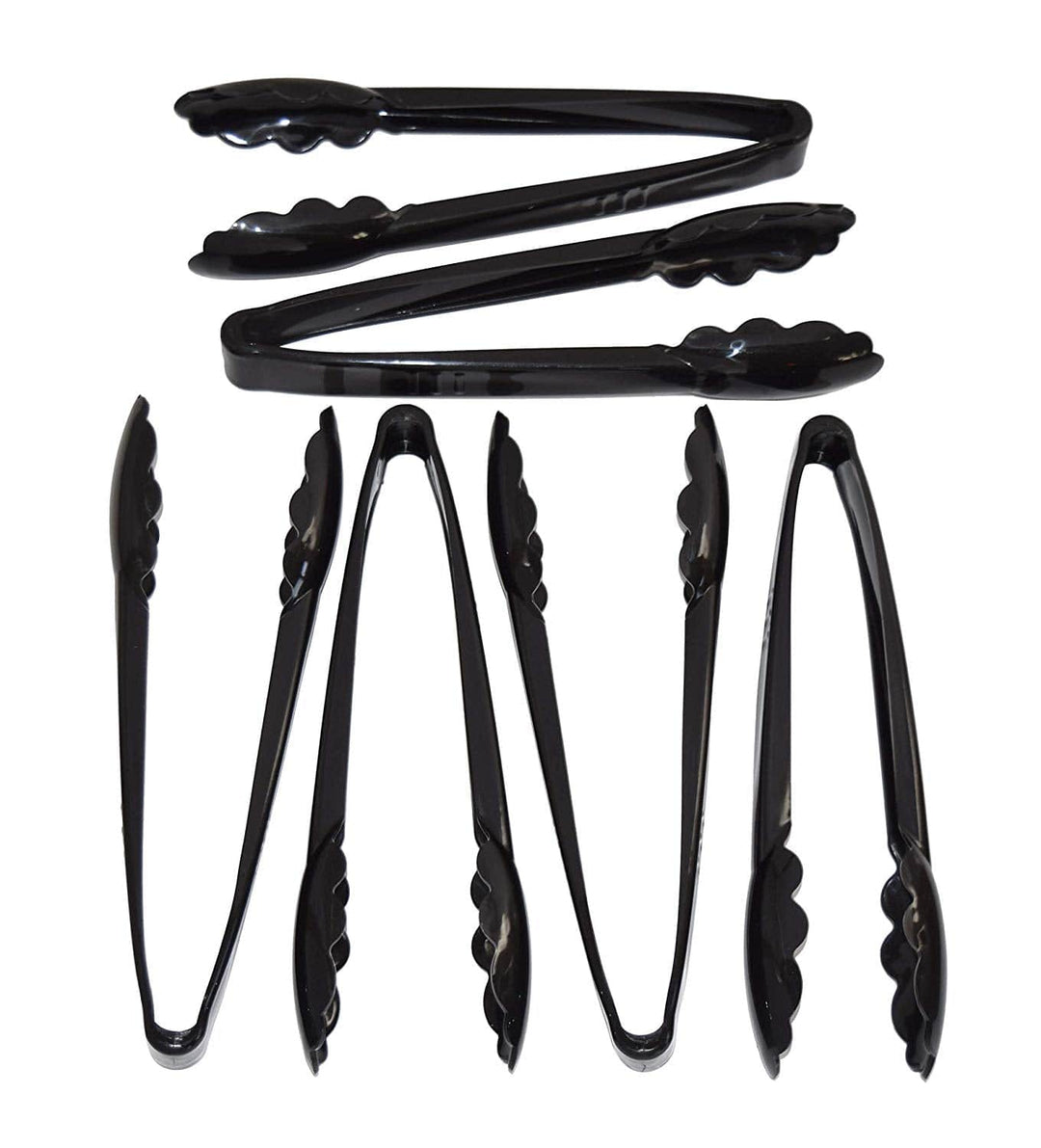 JA Kitchens Heavy Duty Black Serving Tongs - 9" Plastic Disposable Tongs 6 Pack