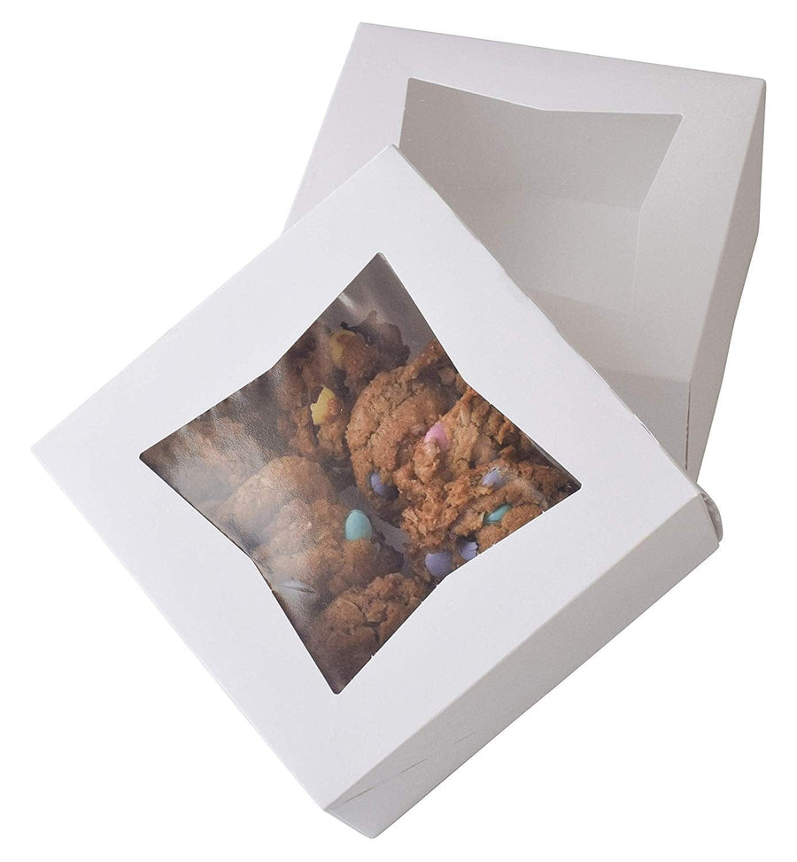 JA Kitchens White Bakery Boxes with Windows - Auto Popup 6" x 6" x 3" / 20 Pack