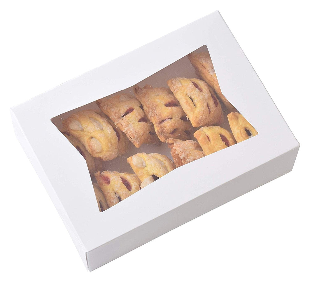 JA Kitchens White Bakery Boxes with Windows - Auto Popup 8" x 5.75" x 2.5" / 20 Pack