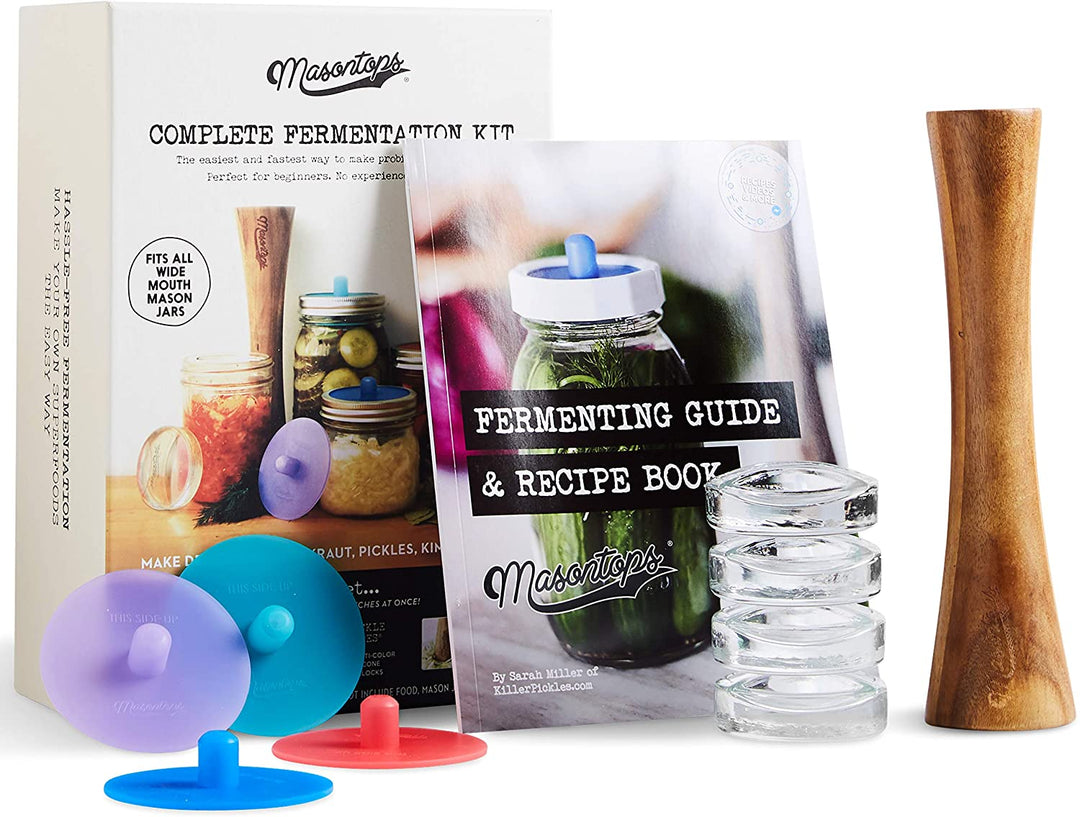 MasonTops Masontops Complete Mason Jar Fermentation Kit - Wide Mouth Jars Vegetable Fermenting Set