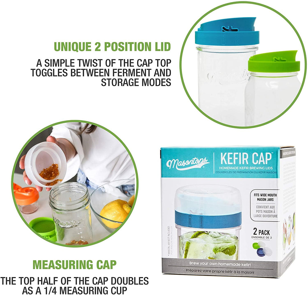 MasonTops Masontops Kefir Caps - Wide Mouth Jar Lids - 2 Pack