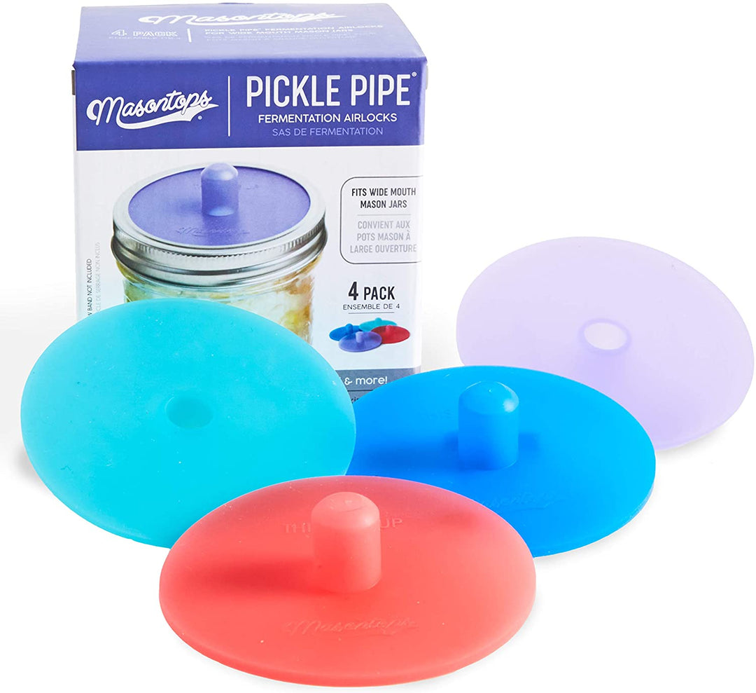 MasonTops Masontops Pickle Pipes- Fermentation Lids / Jar Caps - 4 Pack Wide Mouth