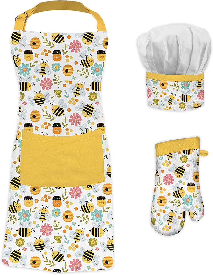 MU Kids Chef Set Bees - Apron, Mitt, & Chef Hat