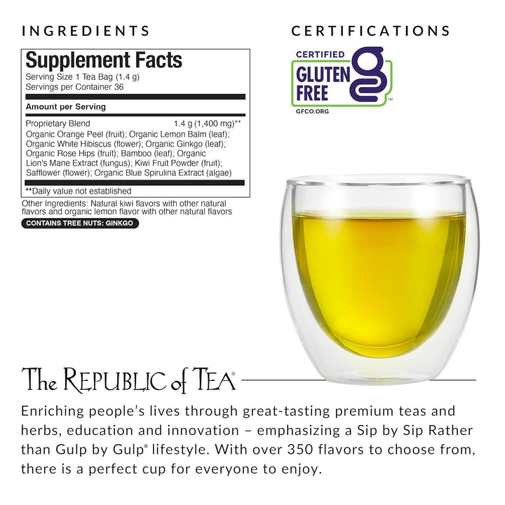 Organic Lemon Balm Kiwi Caffeine Free Herbal Tea by Republic of Tea