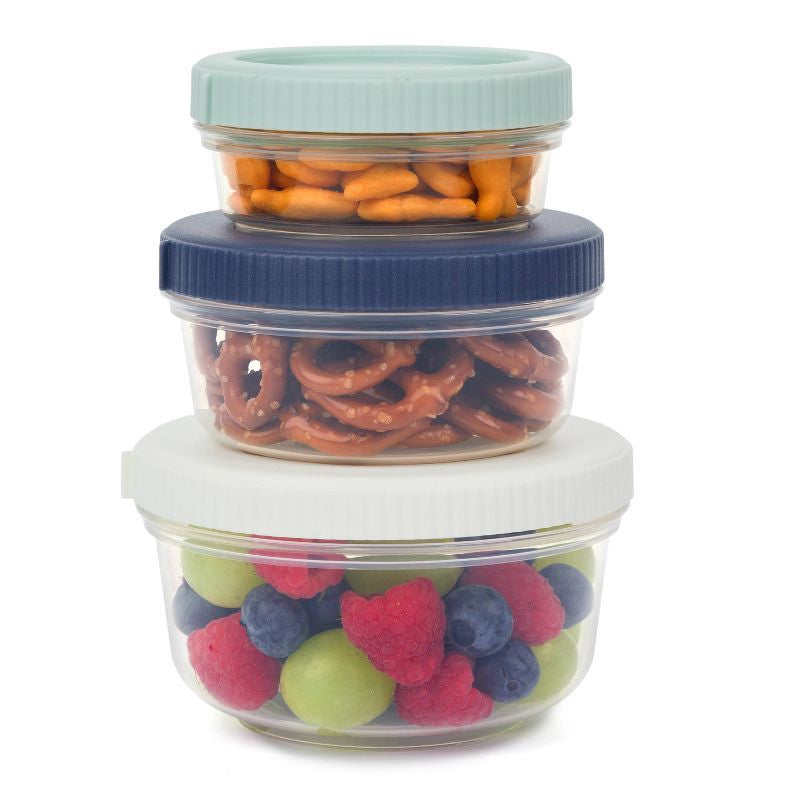 Nesting Snack Set, 3 Piece Plastic Snack Storage Containers for Food Storage by SnapLock