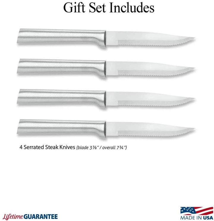 Rada Rada Cutlery 4 Piece Steak Knife Set - Silver or Black