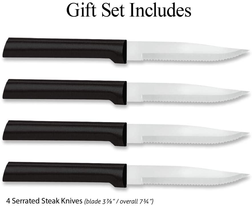 Rada Rada Cutlery 4 Piece Steak Knife Set - Silver or Black