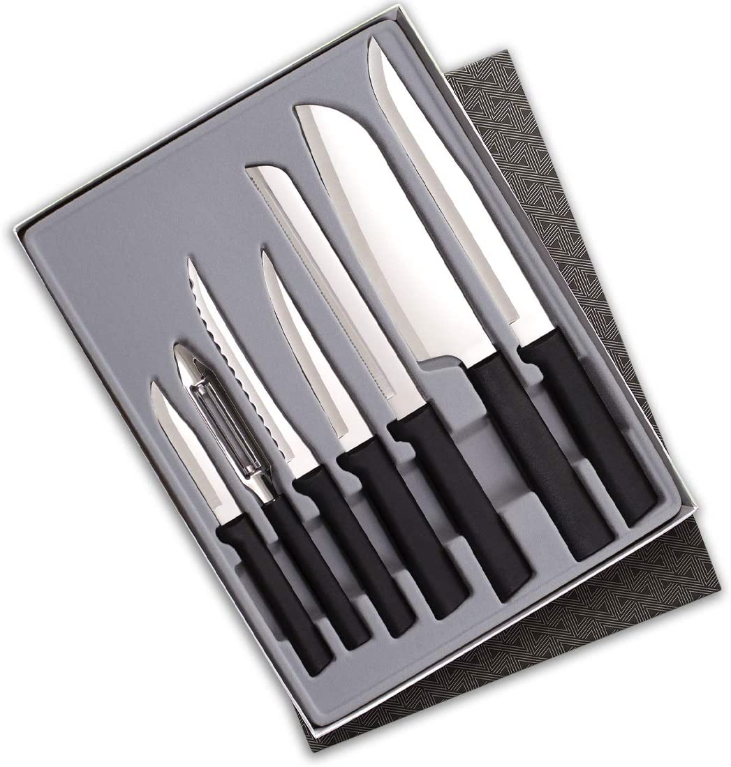 Rada Rada Cutlery 7 Piece Starter Knife Set with Peeler - Silver or Black 7 Piece Starter Knife Set with Peeler - Black