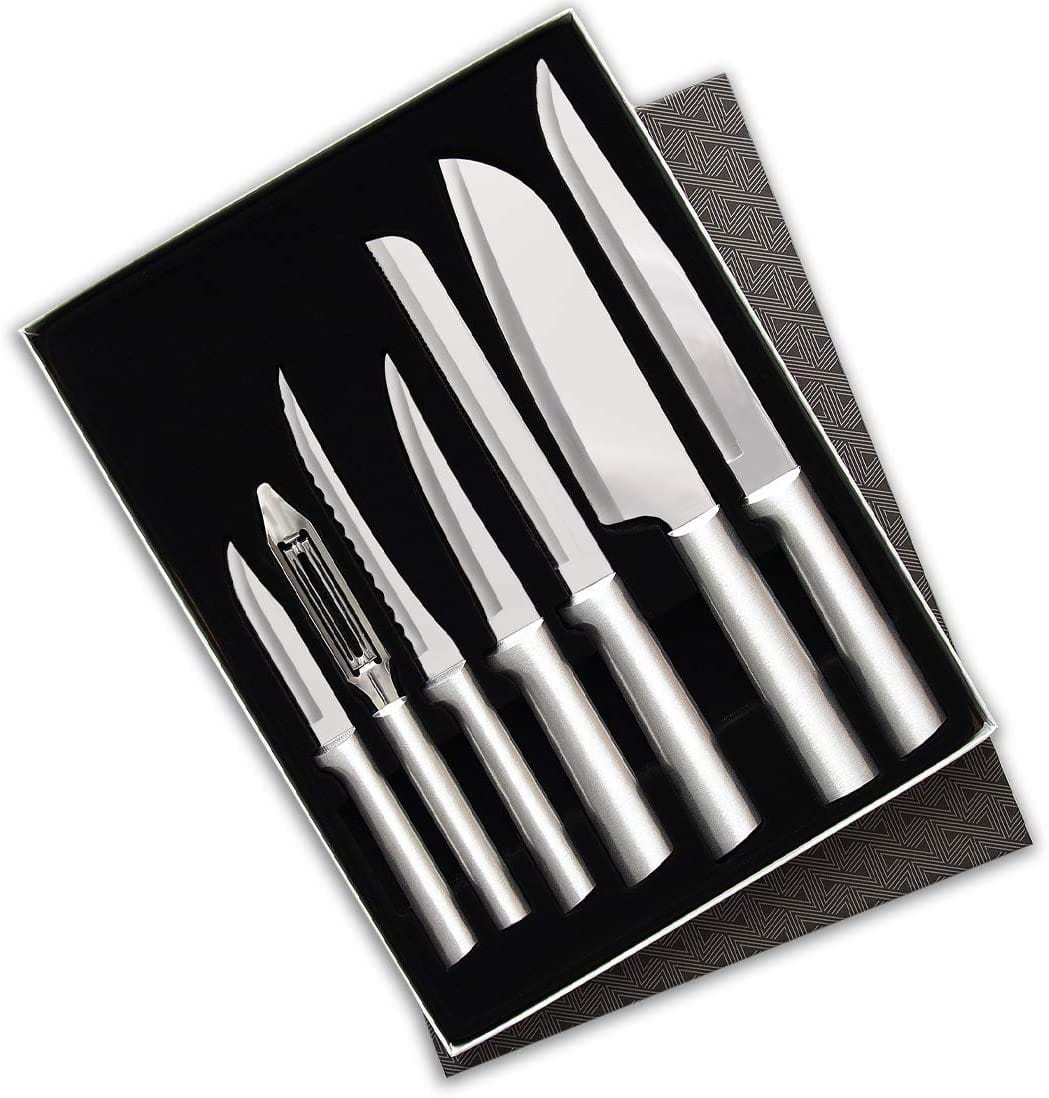 Rada Rada Cutlery 7 Piece Starter Knife Set with Peeler - Silver or Black 7 Piece Starter Knife Set with Peeler - Silver