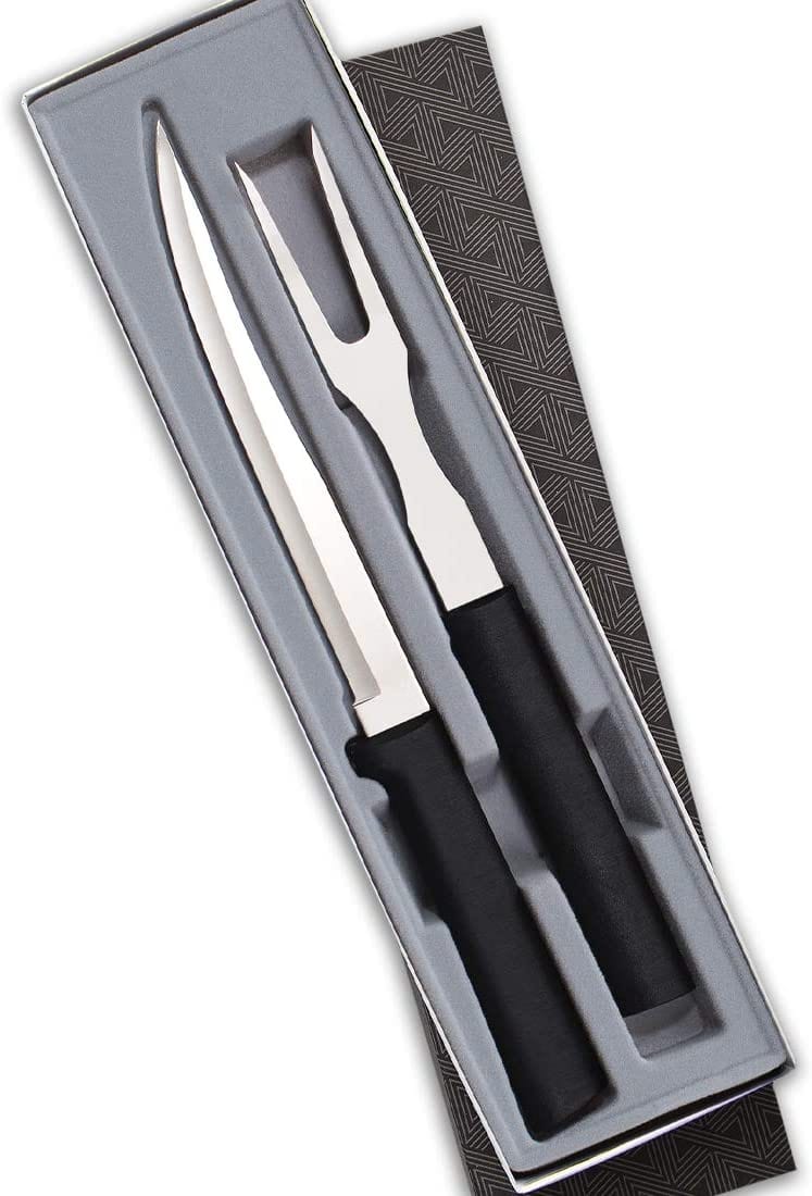 Rada Rada Cutlery Carving Knife Set – Stainless Steel 2-Piece Rada Carving Set - Black Handles