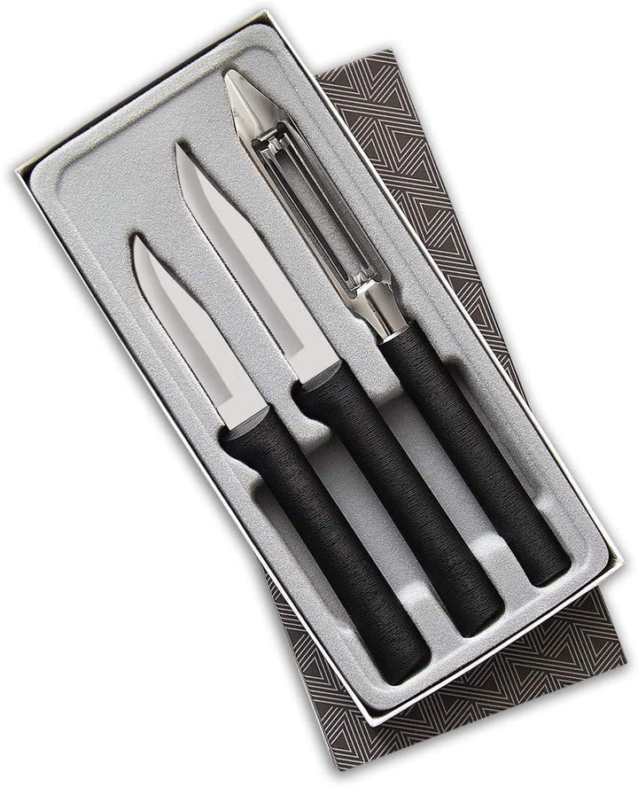 Rada Rada Cutlery Kitchen Basics Knife & Vegetable Peeler 3 Piece Set - Silver or Black Kitchen Basics Set - Black