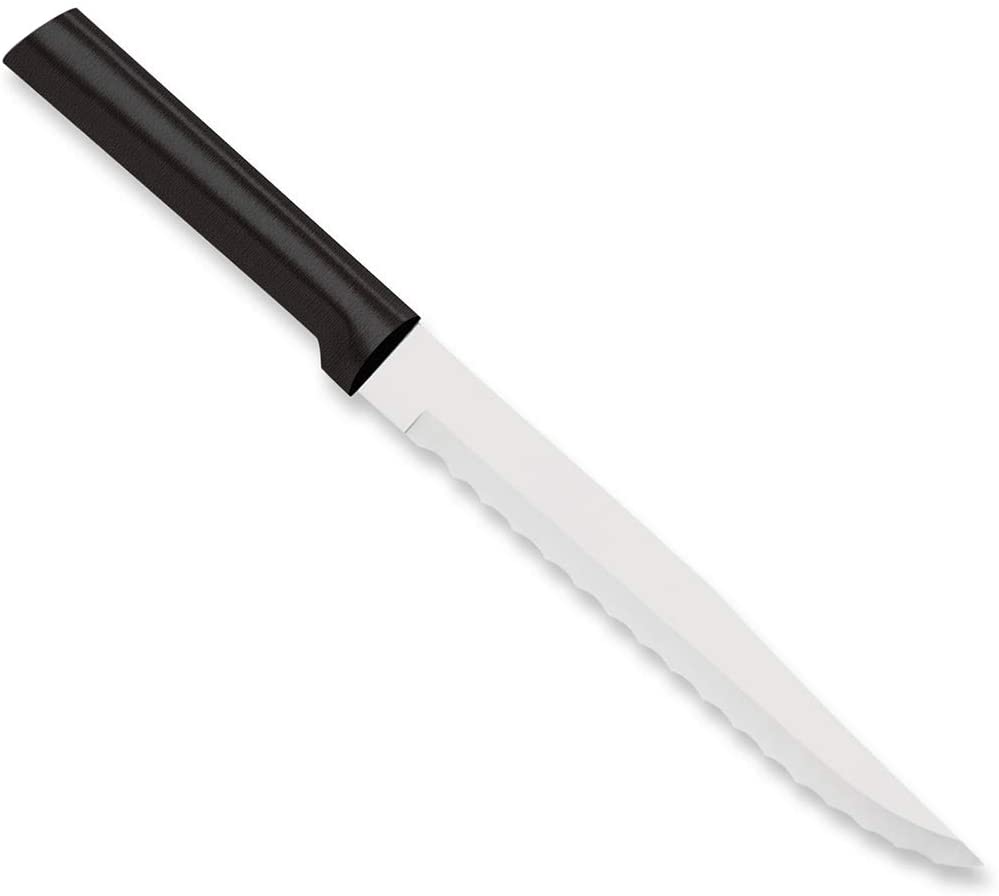 Rada Rada Cutlery Serrated Slicing Knife - Silver or Black Serrated Slicer - Black