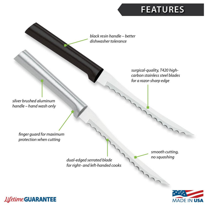 Tomato Slicing Knife Tomato Slicer by Rada Cutlery - Silver / Black