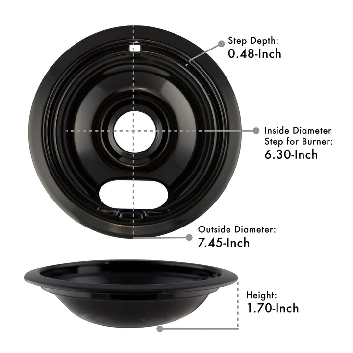 Range Kleen Black Porcelain Drip Bowls Set of 4 (2 Small & 2 Large) - Style A