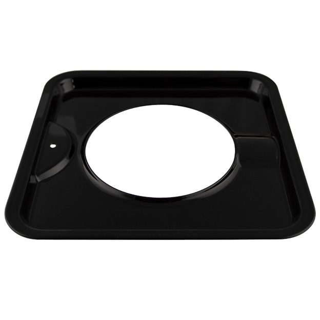 Range Kleen 4 Pack | Style I 7.75 Inch Square, Heavy Duty Black Porcelain Drip Pans