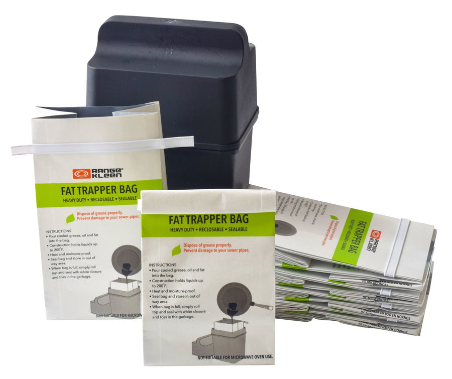 Range Kleen Fat Trapper Grease Disposal System - Storage Container PLUS 12 Disposable Storage Bags