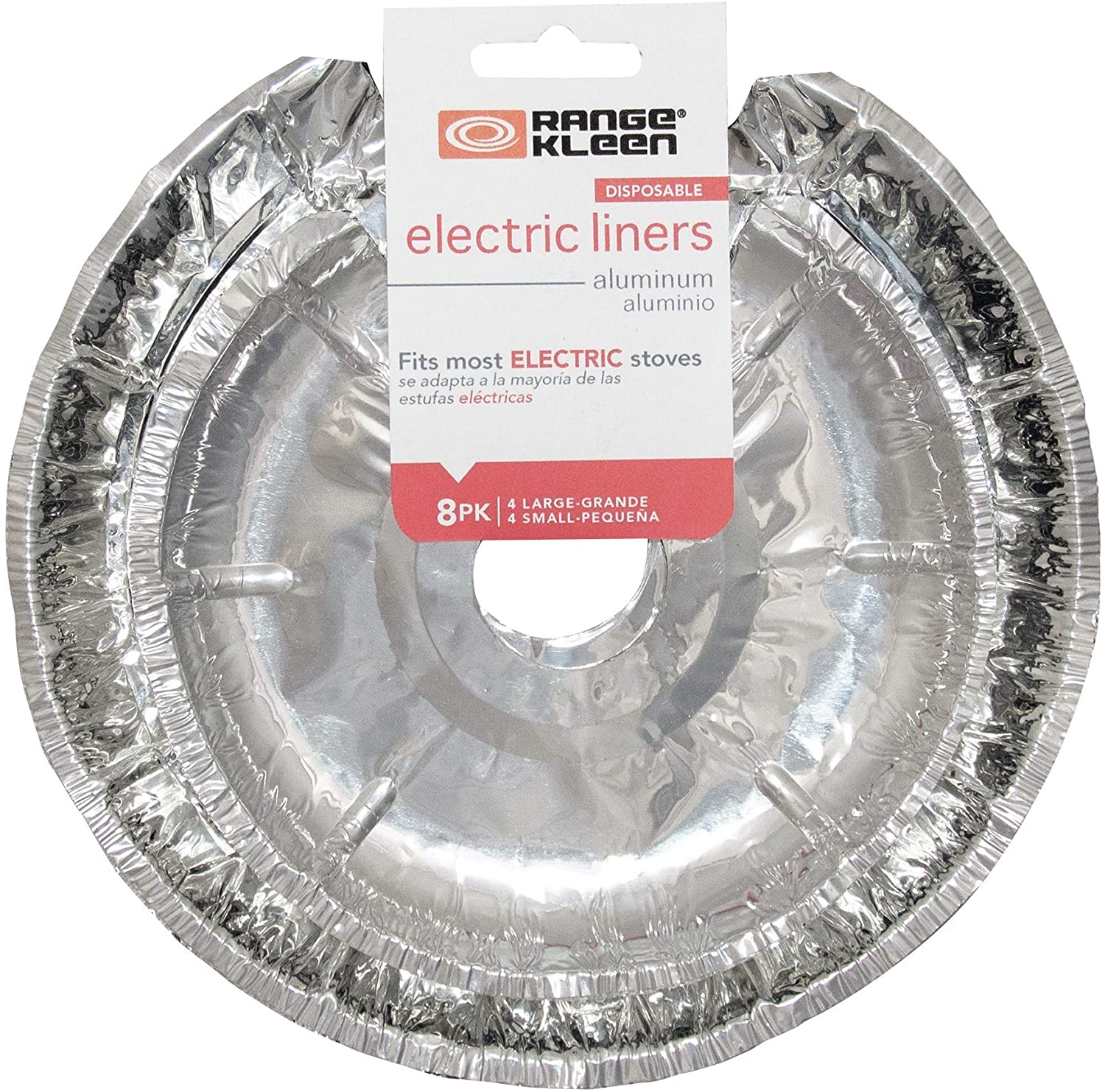 Range Kleen Range Kleen Round Foil Burner Cover Liners - Pack of 8 (4 Small & 4 Large)