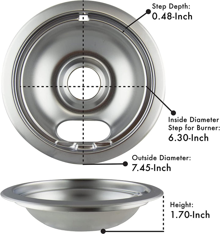 Range Kleen Range Kleen 10124XZ Chrome Style A Drip Pans - Set of 4 - 3 6 Inch and 1 8 Inch