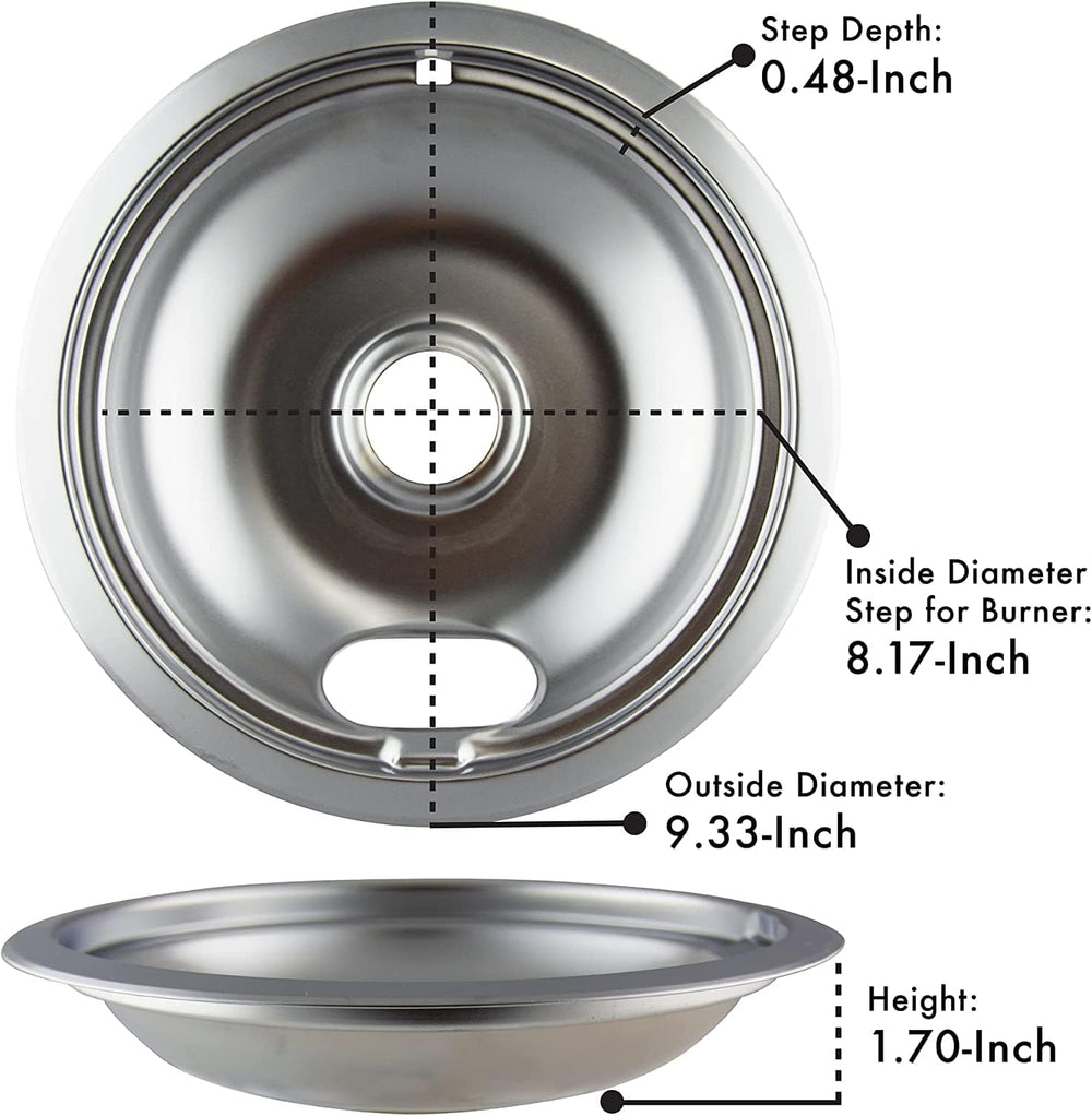 Range Kleen Range Kleen 10124XZ Chrome Style A Drip Pans - Set of 4 - 3 6 Inch and 1 8 Inch