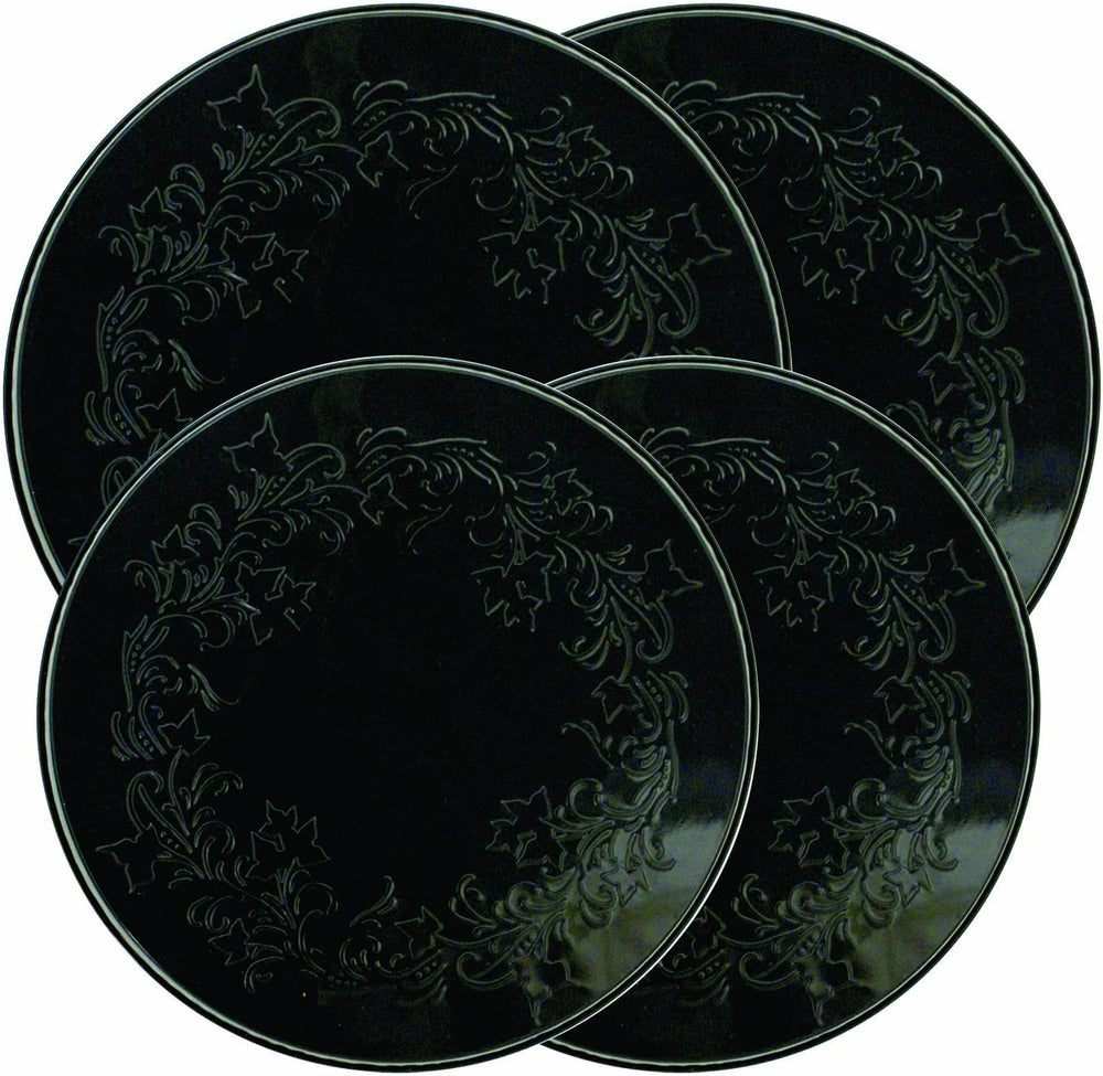 Range Kleen Range Kleen Embossed Ivy Round Burner Covers - Set of 4, Silver, Black or White Black