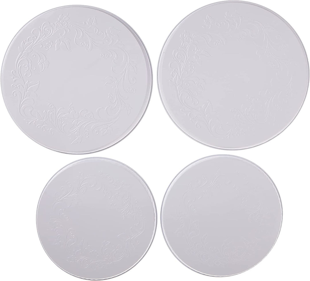 Range Kleen Range Kleen Embossed Ivy Round Burner Covers - Set of 4, Silver, Black or White White