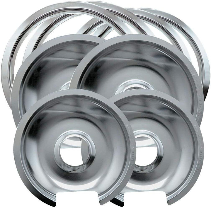 Range Kleen Range Kleen Style D Heavy Duty Drip Pans and Trim Rings (Includes 2 Small and 2 Large) for GE Hotpoint