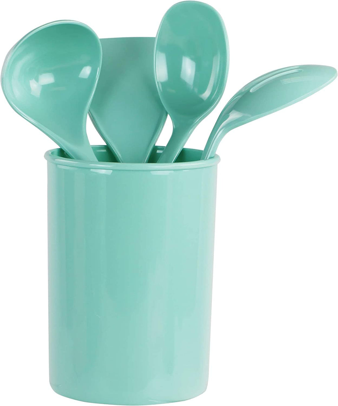 Reston Lloyd Utensil Canister with Melamine Utensils Set 5 Piece Set / Seafoam