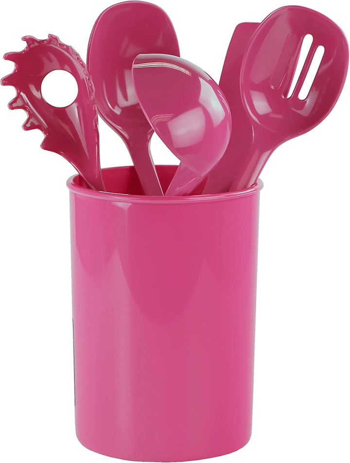 Reston Lloyd Utensil Canister with Melamine Utensils Set 6 Piece Set / Magenta