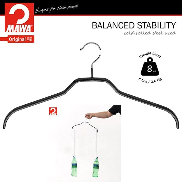 MAWA Hanger, Set van 10, Economic P, Dun, Ruimtebesparend, Rondvormige Hanger Perfect voor T-shirts en Jumpers, 360° Draaibare Haak, Antislip Gecoate, 46 cm, Zwart MAWA Hanger, Set van 10, Economic P, Dun, Ruimtebesparend, Rondvormige Hanger Perfect voor T-shirts en Jumpers, 360° Draaibare Haak, Antislip Gecoate, 46 cm, Zwart