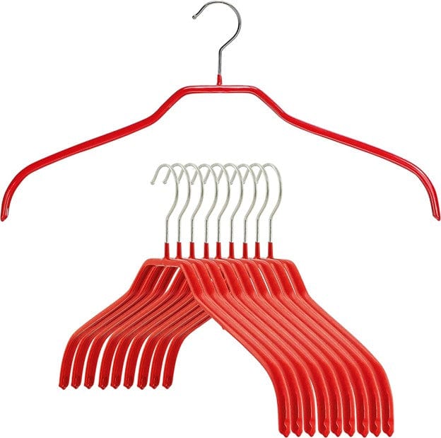 Reston Lloyd MAWA Silhouette Series, Non-Slip Space Saving Clothes Hanger for Shirts and Dresses, Set of 10 Red