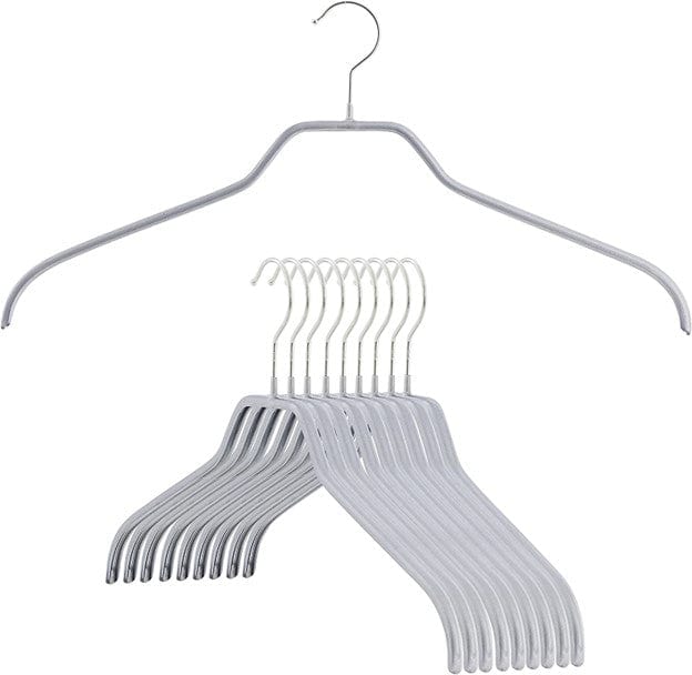 Reston Lloyd MAWA Silhouette Series, Non-Slip Space Saving Clothes Hanger for Shirts and Dresses, Set of 10 Silver
