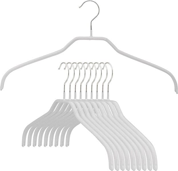 Reston Lloyd MAWA Silhouette Series, Non-Slip Space Saving Clothes Hanger for Shirts and Dresses, Set of 10 White