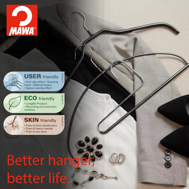MAWA Reverse Hook Trouser / Pant Hangers, Set of 10 Style KH/35U