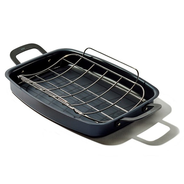 OXO Obsidian Carbon Steel Roaster Pan & Rack - Black