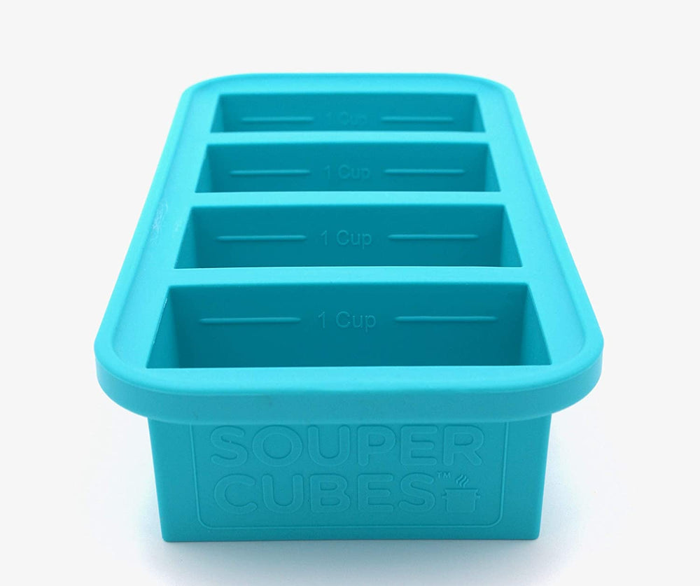 Souper Cubes 1/2-Cup Freezing Tray with lid, makes 6 perfect 1/2