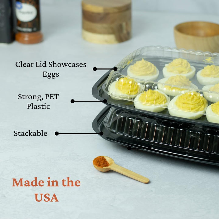 Disposable Deviled Egg Containers with Lids (16 Pack)