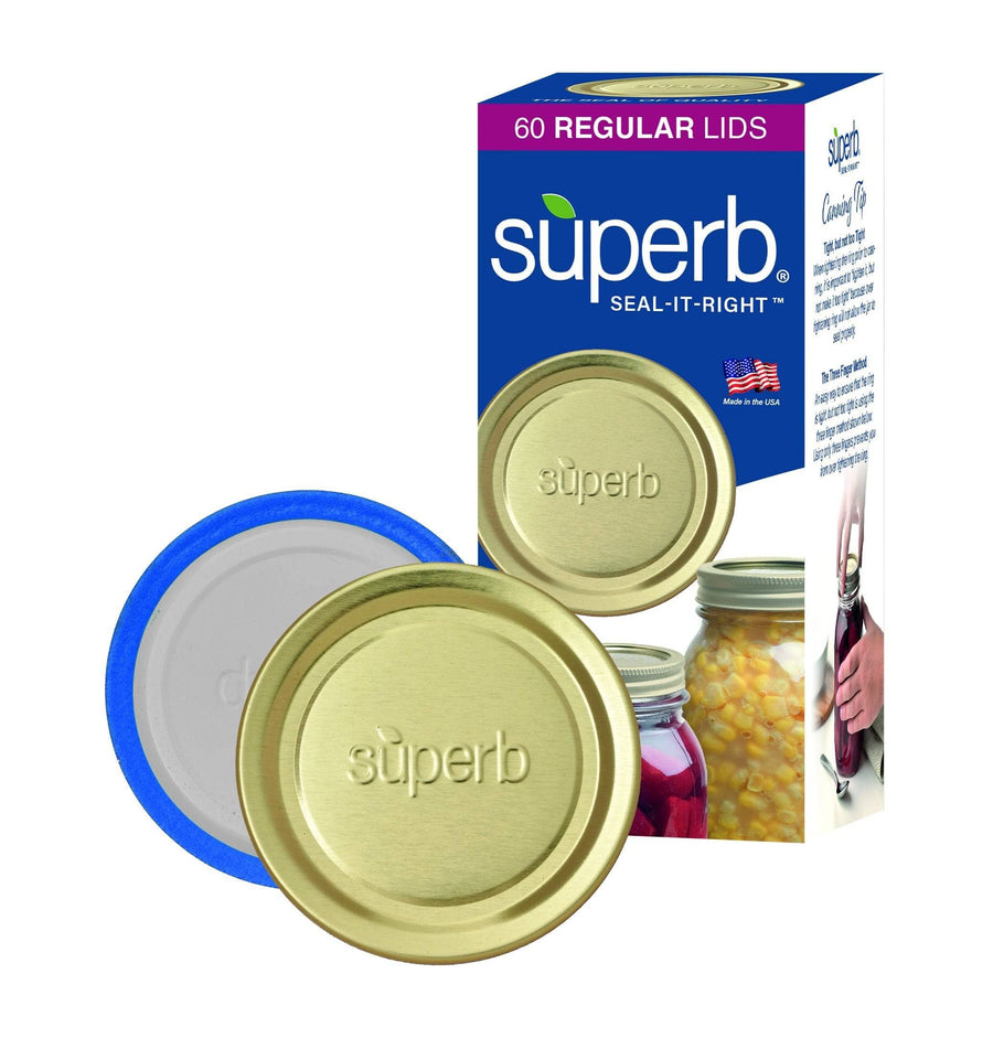 Superb Sealing Solutions Superb Canning Lids - Regular Mouth Mason Jar Lids 60 Lids