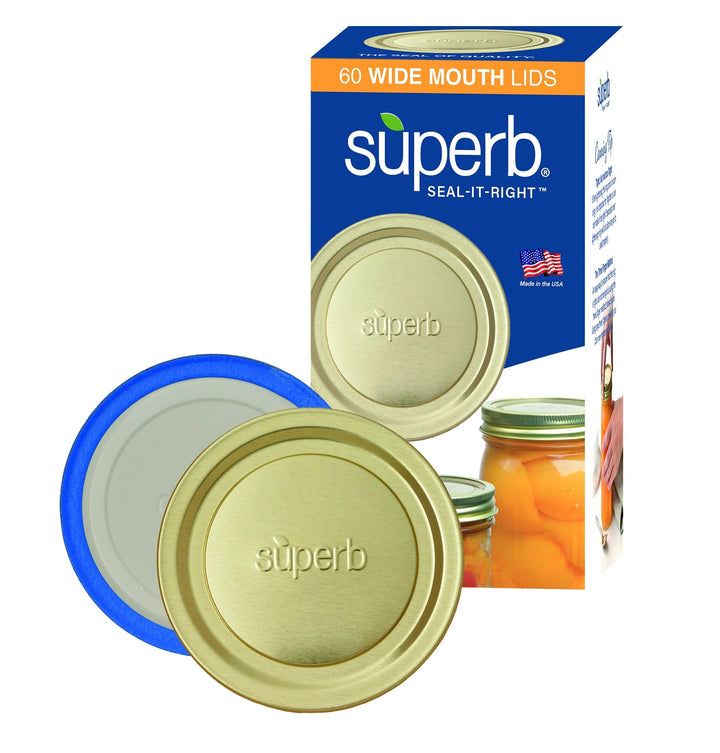 Superb Sealing Solutions Superb Canning Lids - Wide Mouth Mason Jar Lids 60 Lids