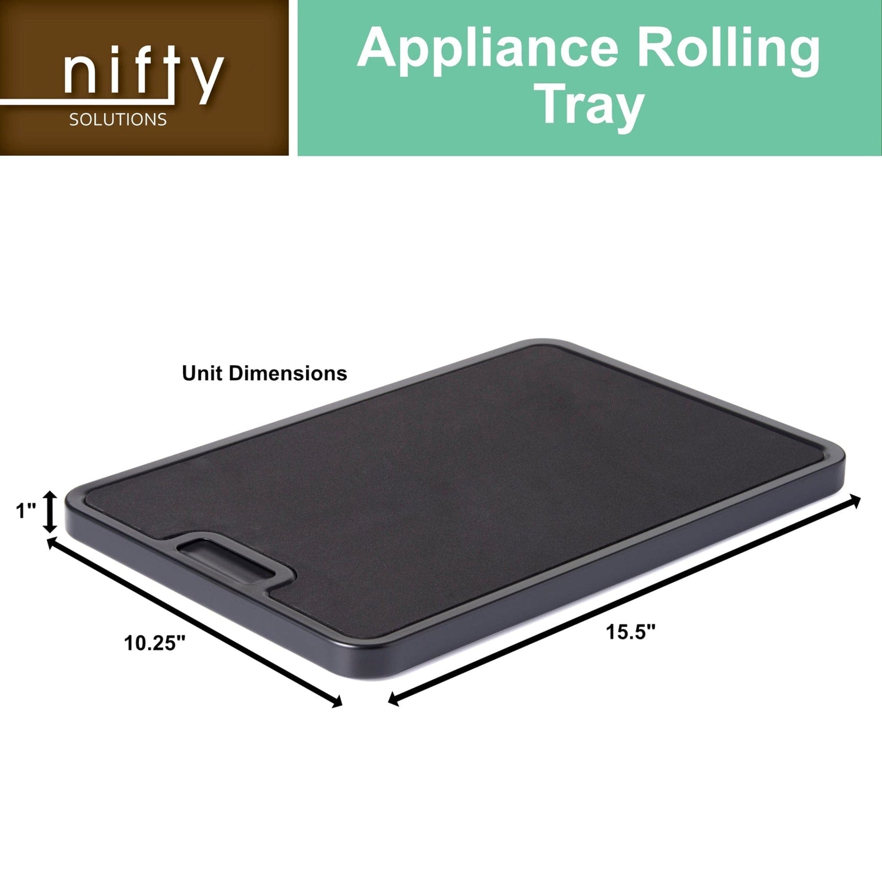 Nifty Medium Appliance Rolling Tray – Black, Home Kitchen Counter  Organizer, Integrated Rolling System, Non-Slip Pad Top for Coffee Maker,  Stand