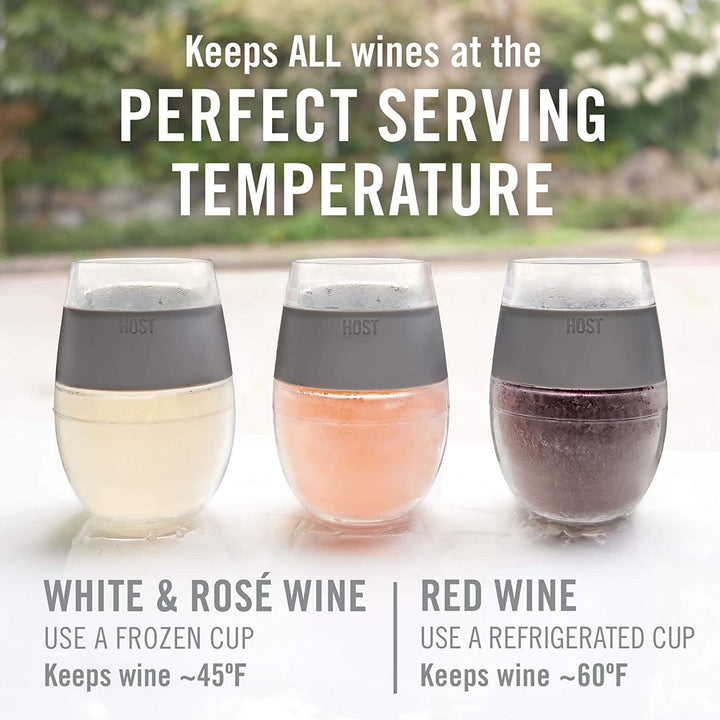 Freezable wine glasses for red whine, white wine, or rose by Host